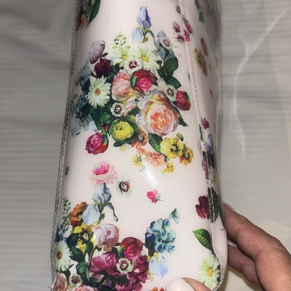 TED BAKER LONDON PINK FLORAL VINYL SMALL TOTE PRELOVED VERY NICE - Picture 4 of 12